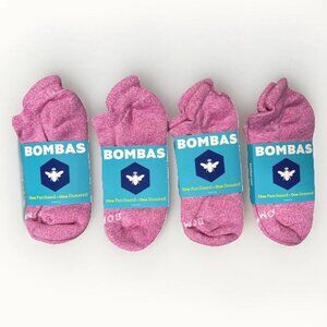4 pack Bombas Women's Pink And White Colors Ankle Sock Size Medium